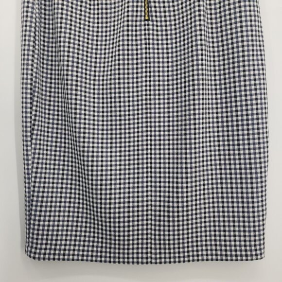 Calvin Klein Gingham Plaid Sheath Dress 8 Cap Sleeves V Neck Black Blue - Picture 8 of 10